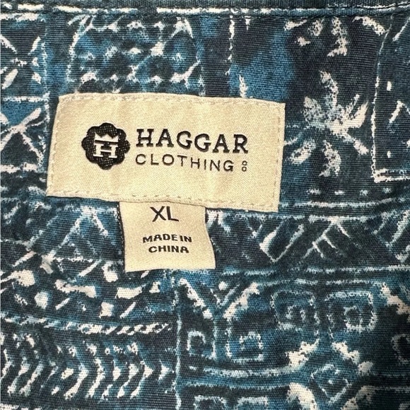 Haggar Hawaiian All Over Print Button Shirt AOP Mens XL Palm Tree Short Sleeve - Picture 5 of 11